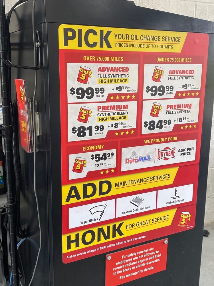 Take 5 Oil Change Prices